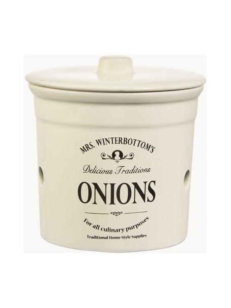 Opbergpot Mrs Winterbottoms Onions, Keramiek, Crèmewit, zwart, Ø 17 x H 18 cm