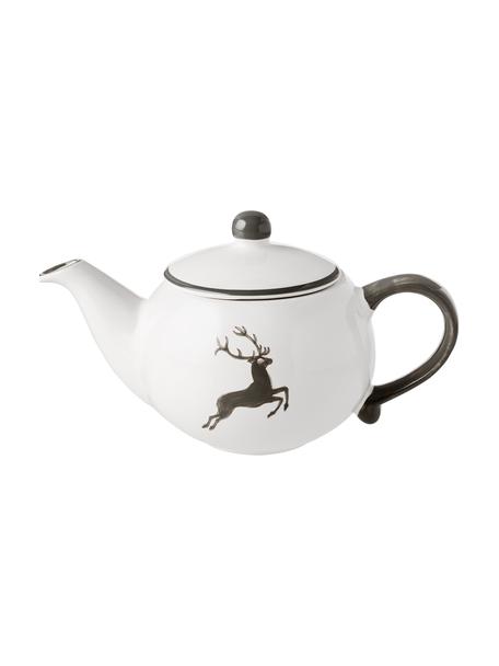 Handbemalte Teekanne Classic Grauer Hirsch, Keramik, Grau,Weiß, 500 ml