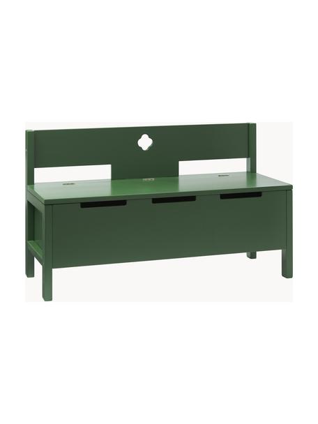 Banc avec rangement Carl Larsson, MDF, bois de pin, Vert foncé, larg. 85 x haut. 34 cm