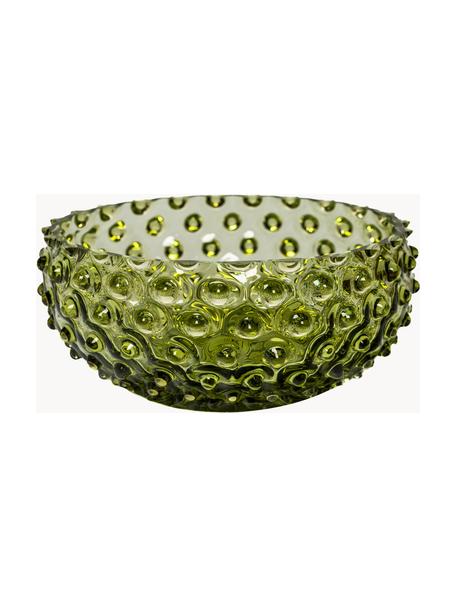 Coupe soufflé bouche avec structure cloutée Hobnail Tapas, Verre, Vert olive, Ø 17 x haut. 7 cm