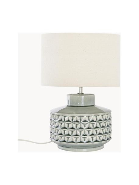 Lámpara de mesa pequeña de cerámica Monica, Pantalla: lino, Cable: plástico, Beige, gris, Ø 23 x Al 33 cm