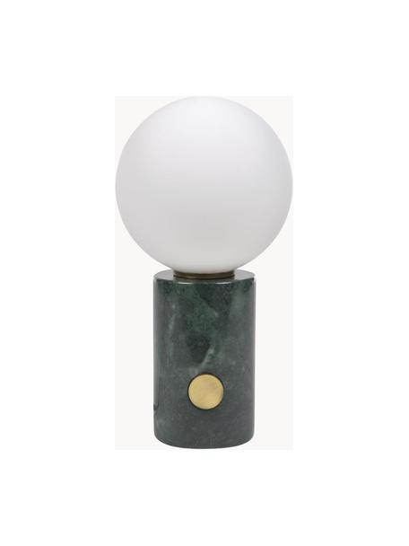Petite lampe de chevet avec pied en marbre Lonela, Blanc, vert, marbré, larg. 15 x haut. 29 cm