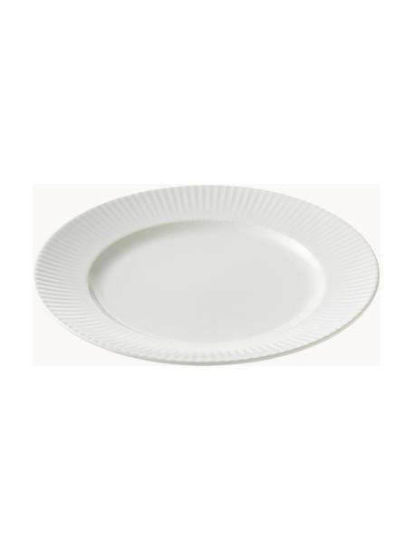 Biely raňajkový tanier s drážkovou štruktúrou Groove, 4 ks, Kamenina, Biela, Ø 21 x V 1 cm
