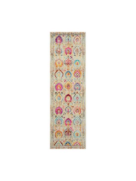Behúň s nízkym vlasom a farebným ornamentom Kashan Vintage, Béžová, Š 60 x D 180 cm