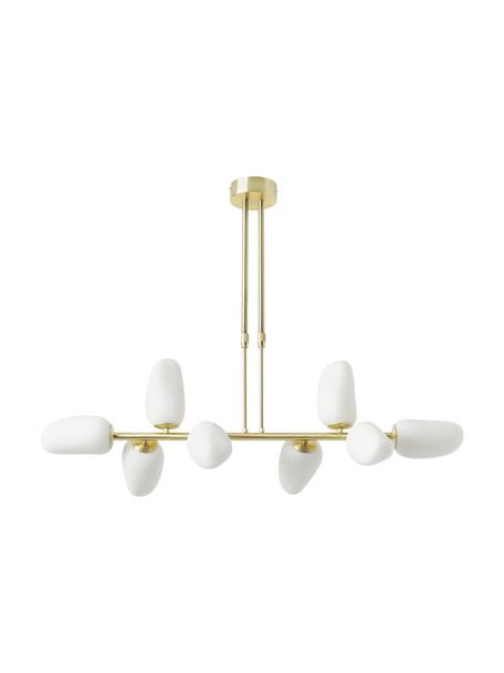 Suspension en verre opalescent Lilja, Blanc, couleur laitonnée, larg. 100 x haut. 55 cm