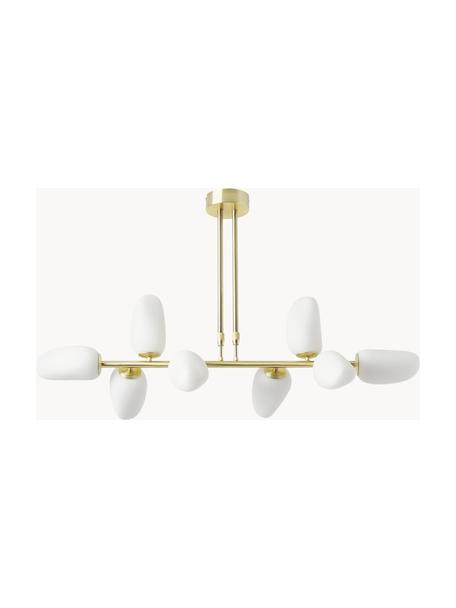 Závesná lampa z opálového skla Lilja, Biela, odtiene zlatej, Š 100 x V 55 cm