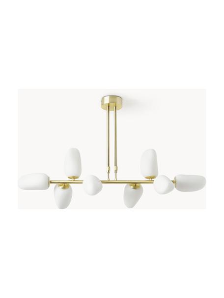 Lampada da soffitto in vetro opale Lilja, Struttura: metallo ottonato, Paralume: vetro opalino, Bianco, dorato, Larg. 100 x Alt. 55 cm