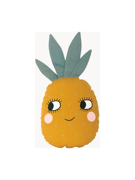 Cojín de algodón Pineapple, Exterior: 100% algodón, Amarillo, gris verdoso, An 30 x L 56 cm