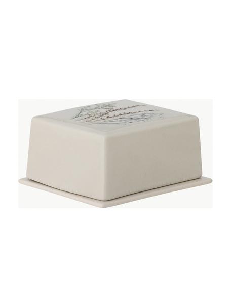 Handgemachte Butterdose Bea mit Gräser-Motiv, Steingut, Beige, Mehrfarbig, B 15 x H 8 cm