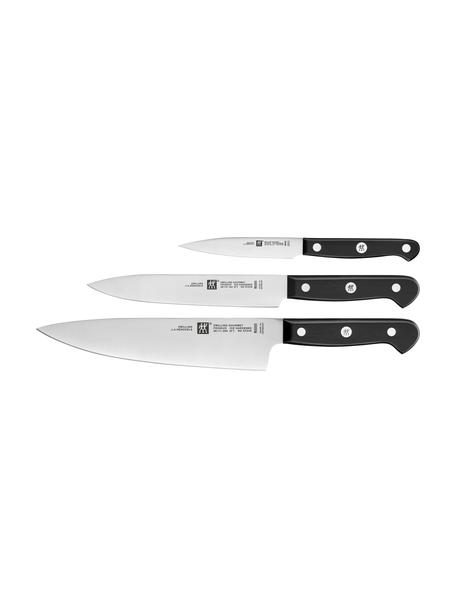 Messer-Set Gourmet, 3-tlg., Messer: Edelstahl, Griffe: Kunststoff, Silberfarben, Set mit verschiedenen Größen