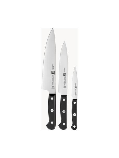 Messen Gourmet, set van 3, Mes: edelstaal, Zilverkleurig, zwart, Set met verschillende groottes