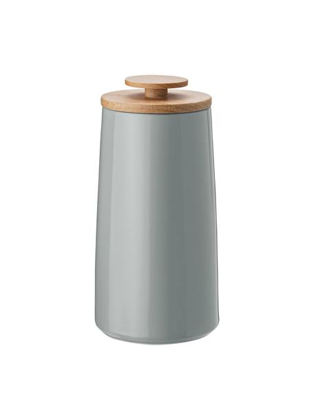 Barattolo Emma alt. 20 cm, Contenitore: gres, smaltato, Coperchio: legno di faggio, Grigio, legno di faggio, Capacità 300 g