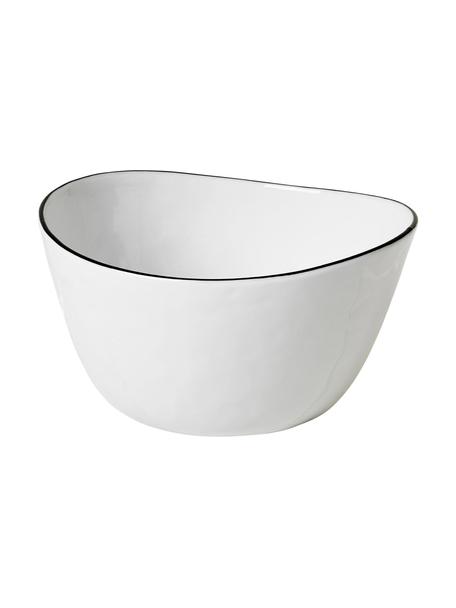 Insalatiera fatta a mano Salt, Porcellana, Bianco latteo con bordo nero, Ø 20 cm