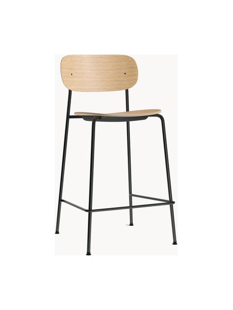 Tabouret de bar Co, Chêne clair, cadre noir, larg. 48 x long. 94 cm