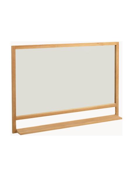 Nástenné zrkadlo s tíkovým rámom a s policou Taciana, Tíkové drevo, Š 100 x V 70 cm