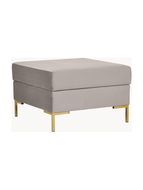 Pouf en velours avec rangement Luna, Velours grège, larg. 77 x prof. 77 cm