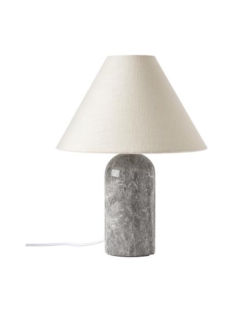 Lampada da tavolo con base in marmo Gia, Paralume: 50% lino, 50% poliestere, Base della lampada: marmo, Beige, grigio, marmorizzato, Ø 30 x Alt. 39 cm
