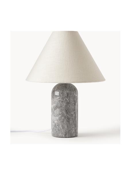 Lámpara de mesa mármol Gia, Pantalla: 50% lino, 50% poliéster, Cable: cubierto en tela, Beige, gris, veteado, Ø 30 x Al 39 cm