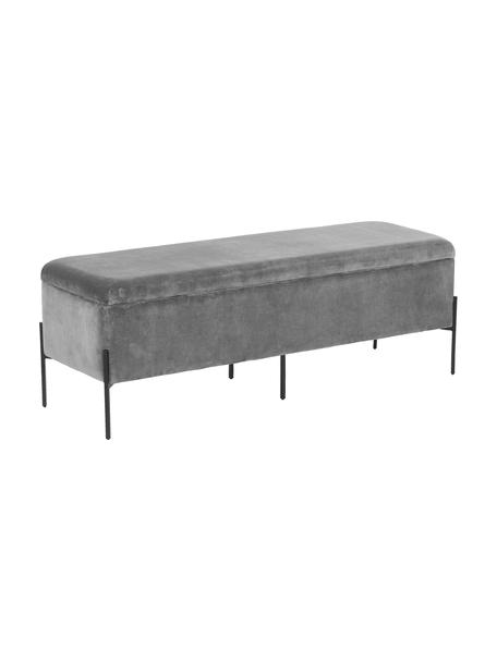 Sametová lavice s úložným prostorem Harper, Tmavě šedý samet, černá, Š 140 cm, V 45 cm