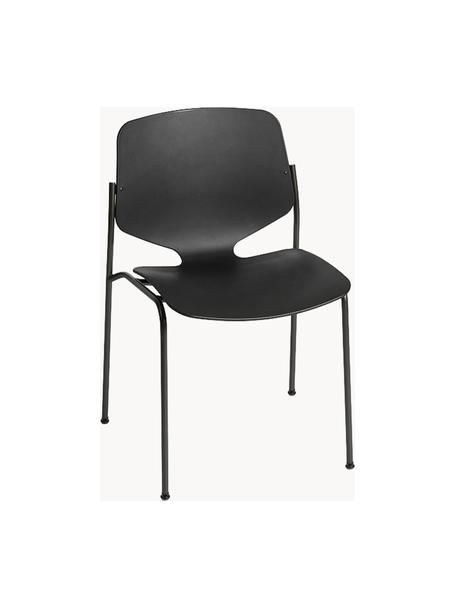 Kunststoff-Stuhl Nova Sea, handgefertigt, Gestell: Recycelter Stahl, beschic, Schwarz, B 55 x T 56 cm