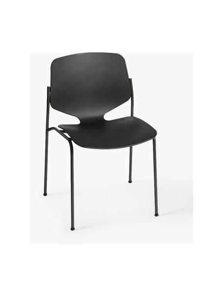 Silla artesanal de plástico Nova Sea, Estructura: acero reciclado recubiert, Negro, An 55 x F 56 cm