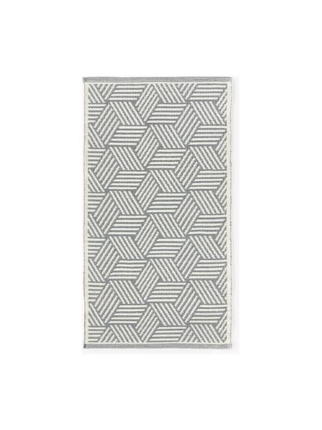 Ručne tuftovaný koberec do interiéru a exteriéru Skara, 100 % polyester s certifikátom GRS, Krémovobiela, sivá, Š 80 x D 150 cm (veľkosť XS)