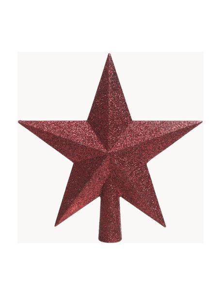Cimier sapin incassable Morning Star, Ø 19 cm, Plastique, paillettes, Rouge, larg. 19 x haut. 19 cm