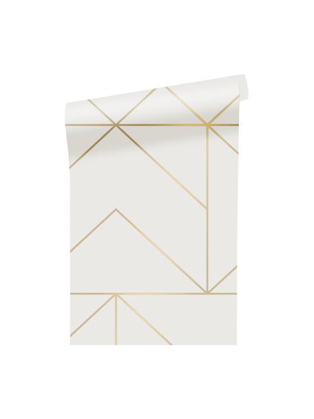 Papier peint Geometric Art, Intissé, Blanc, couleur dorée, larg. 52 x haut. 1005 cm