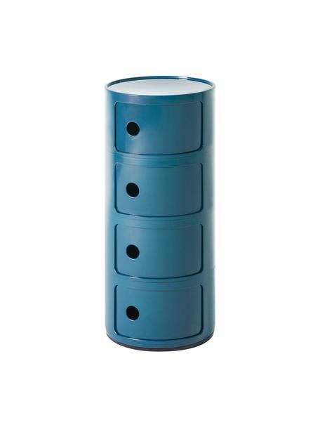 Stolik pomocniczy Componibili, 4 moduły, Tworzywo sztuczne z certyfikatem Greenguard, Niebieski, Ø 32 x W 77 cm