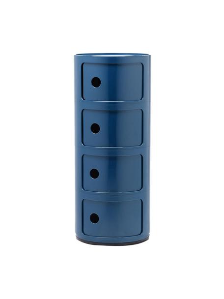 Contenitore di design blu con 4 cassetti Componibili, Plastica certificata Greenguard, Blu, Ø 32 x Alt. 77 cm