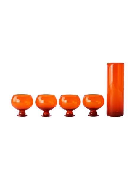 Drinkset Funky, 5-delig, Glas, Oranje, Set met verschillende formaten