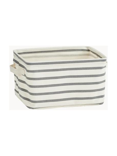 Cesta Stripes, Tejido canvas, Blanco Off White, gris, L 28 x An 21 cm