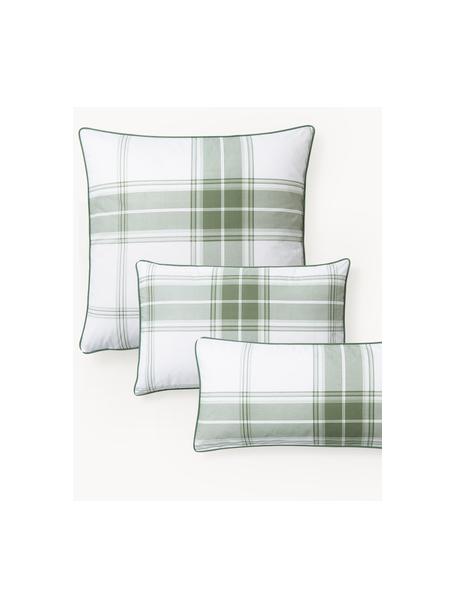 Funda de almohada de percal a cuadros con ribete Scarlet, Verde, blanco, An 50 x L 70 cm