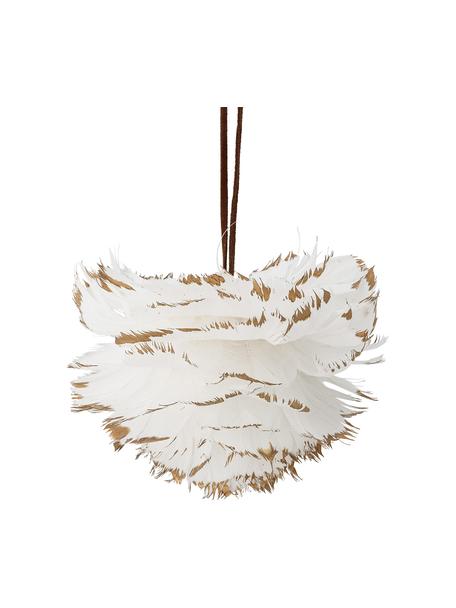 Adorno navideño de plumas Jaslyn, Figura: plumas, Blanco, beige, Ø 12 x Al 9 cm