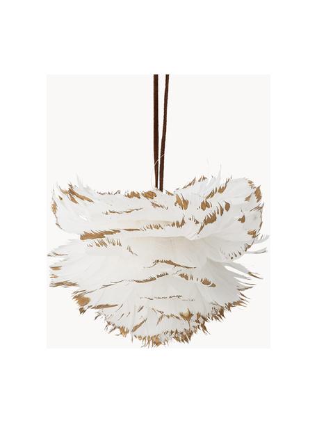 Décoration de sapin de Noël Jaslyn, Plumes, Blanc, beige, Ø 12 x haut. 9 cm