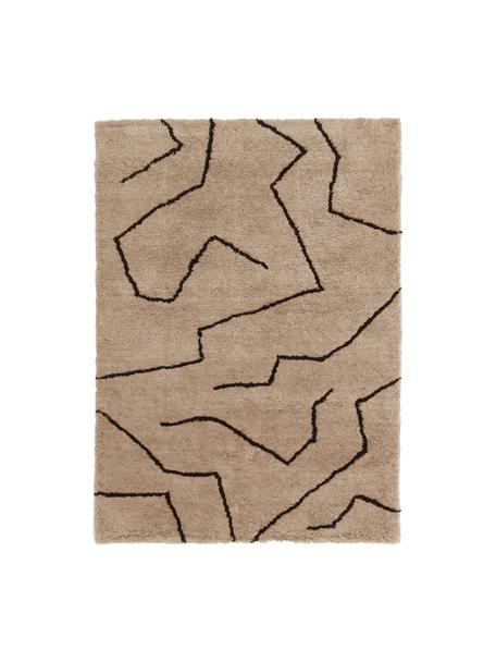 Handgetufteter Hochflor-Teppich Davin in Taupe, Flor: 100% Polyester-Mikrofaser, Beige, B 80 x L 150 cm (Größe XS)