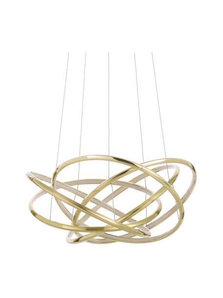 Große LED-Pendelleuchte Saturn, Lampenschirm: Aluminium, pulverbeschich, Baldachin: Stahl, vermessingt, Goldfarben, Ø 72 x H 75 cm