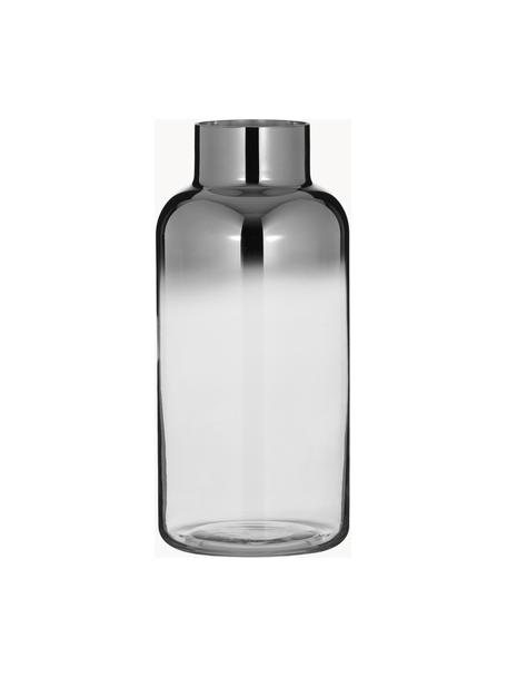 Mondgeblazen glazen vaas Uma met chromen glans, Gelakt glas, Transparant, chroomkleurig, Ø 16 x H 35 cm
