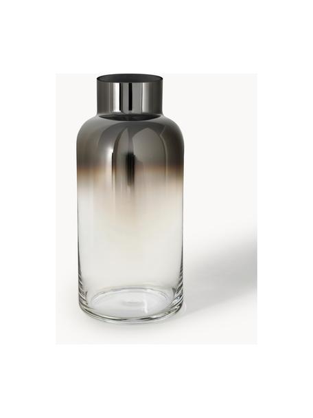 Mundgeblasene Glas-Vase Uma mit Chrom-Schimmer, Glas, lackiert, Transparent, Chromfarben, Ø 16 x H 35 cm