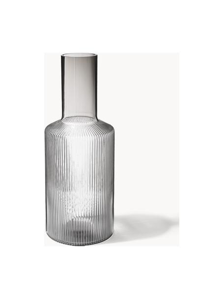 Carafe striée soufflée bouche Ripple, 1 L, Verre, soufflé bouche, Gris, transparent, 1 L