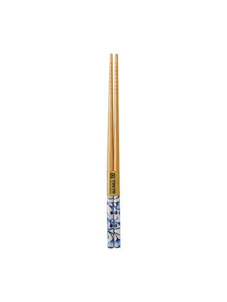 Paličky z bambusu Flora Japonica, 5 párov, Bambusová, Biela, modrá, svetlohnedá, D 23 cm