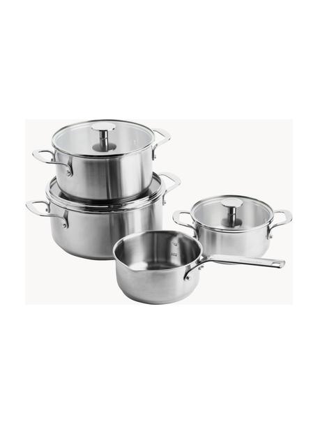 Batteria di pentole da cucina KitchenAid 7 pz, Coperchio: vetro, Argentato, Set di 7 pezzi in varie misure