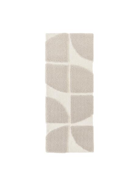 Alfombra corredor de pelo largo texturizada Jade, Parte superior: microfibra (100% poliéste, Beige, blanco crema, An 80 x L 200 cm