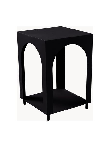 Tavolino Vesta, Pannello di fibra a media densità (MDF), con finitura in legno di frassino, Legno, laccato nero, Larg. 40 x Alt. 59 cm