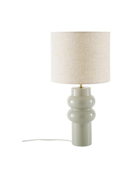 Veľká keramická stolová lampa Christine, Béžová, sivozelená, Ø 28 x V 53 cm
