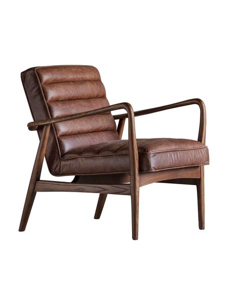 Fauteuil lounge en cuir Datsun, Brun, larg. 70 x prof. 74 cm