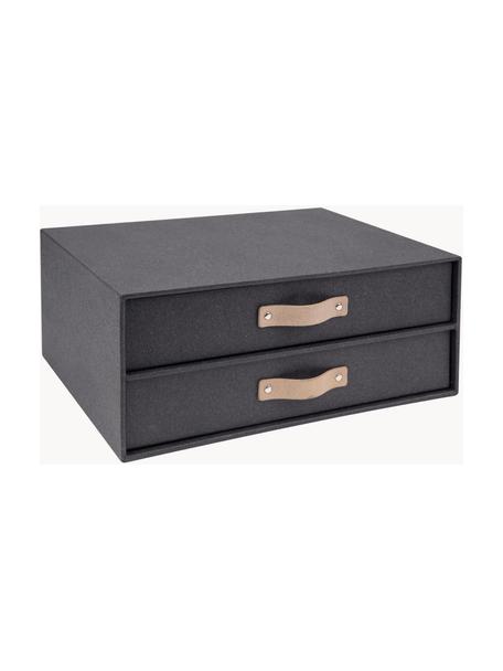 Organizador de escritorio Birger II, Caja: cartón macizo, estampado , Asa: cuero, Negro, beige, L 33 x An 25 cm