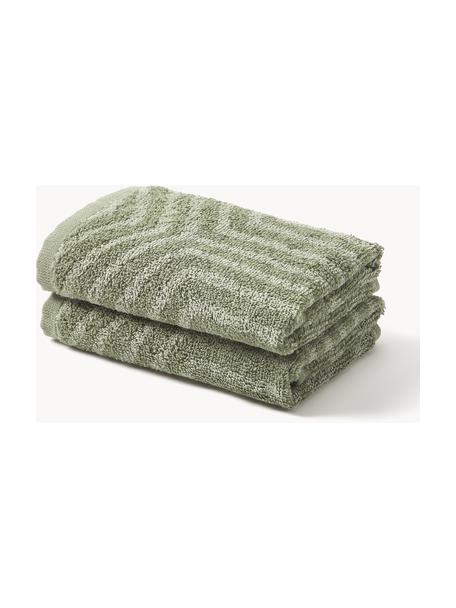 Ręcznik z bawełny Fatu, różne rozmiary, Odcienie oliwkowego zielonego, Ręcznik dla gości XS, S 30 x D 30 cm, 2 szt.