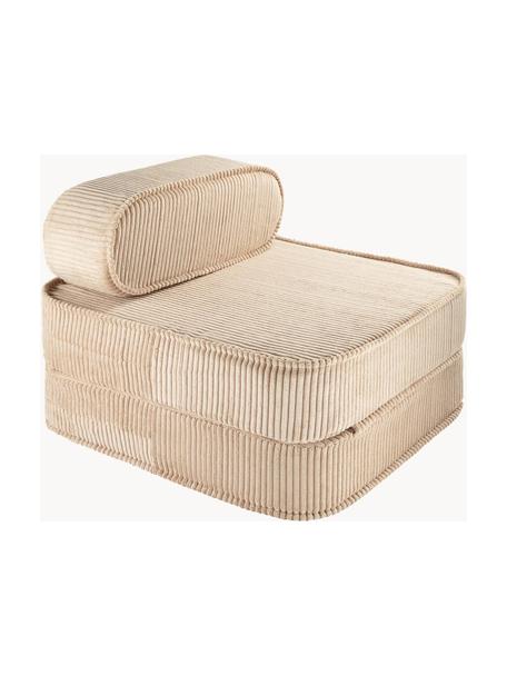 Fotel rozkładany ze sztruksu dla dzieci Sugar, Tapicerka: sztruks (100% poliester) , Beżowy sztruks, S 60 x W 65 cm