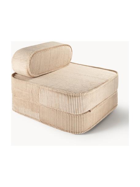 Fauteuil pliant en velours côtelé pour enfant Sugar, Velours côtelé beige, larg. 60 x prof. 65 cm